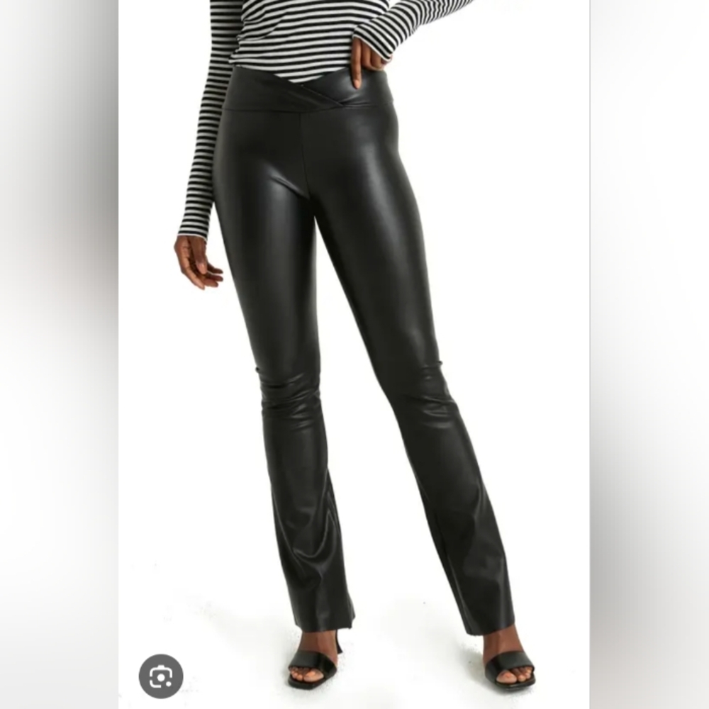 Splendid,X Cella Jane Faux Leather Flare Leg Pants In Black, Size Small